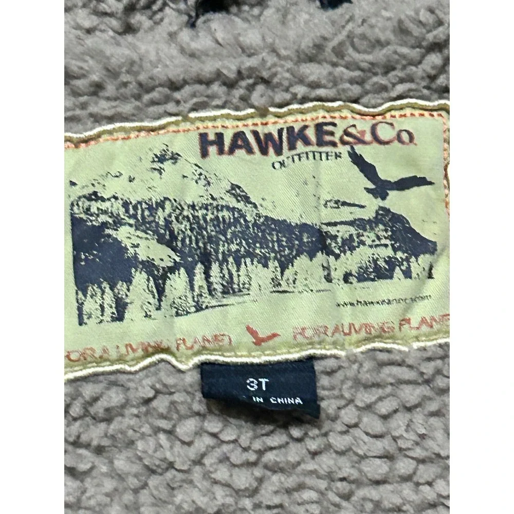 Hawke & Co Kids Black Faux Leather Sherpa Lined Hooded Jacket 3T 21042400 - Picture 2 of 5